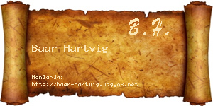 Baar Hartvig névjegykártya
